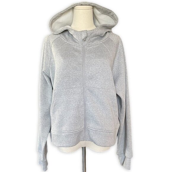 Laslulu Athleisure Zip Up Hoodie Women Sz L Gray Crop Fleece Line Thumbhole NWOT - Picture 1 of 12